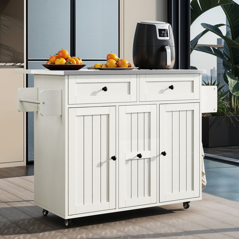 Winston Porter Kitchen Island On Wheels with Drop Leaf &amp; Reviews | Wayfair